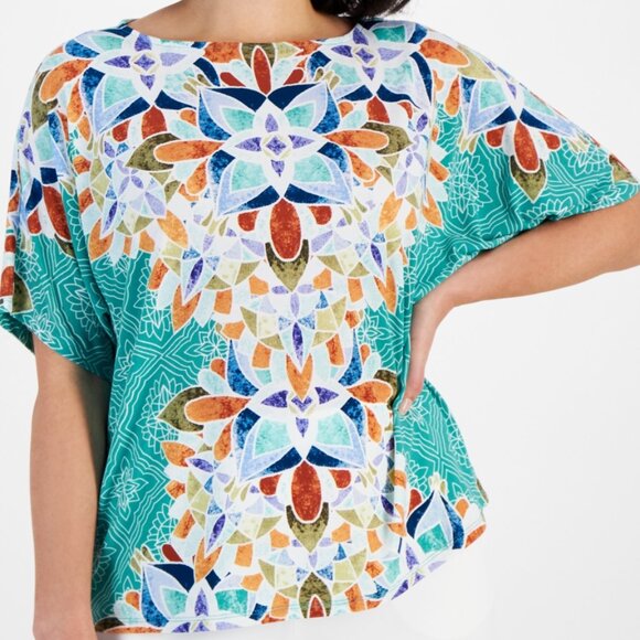 NWT JM Collection sz XXL dolman sleeve with geometric print shirt - Picture 1 of 4